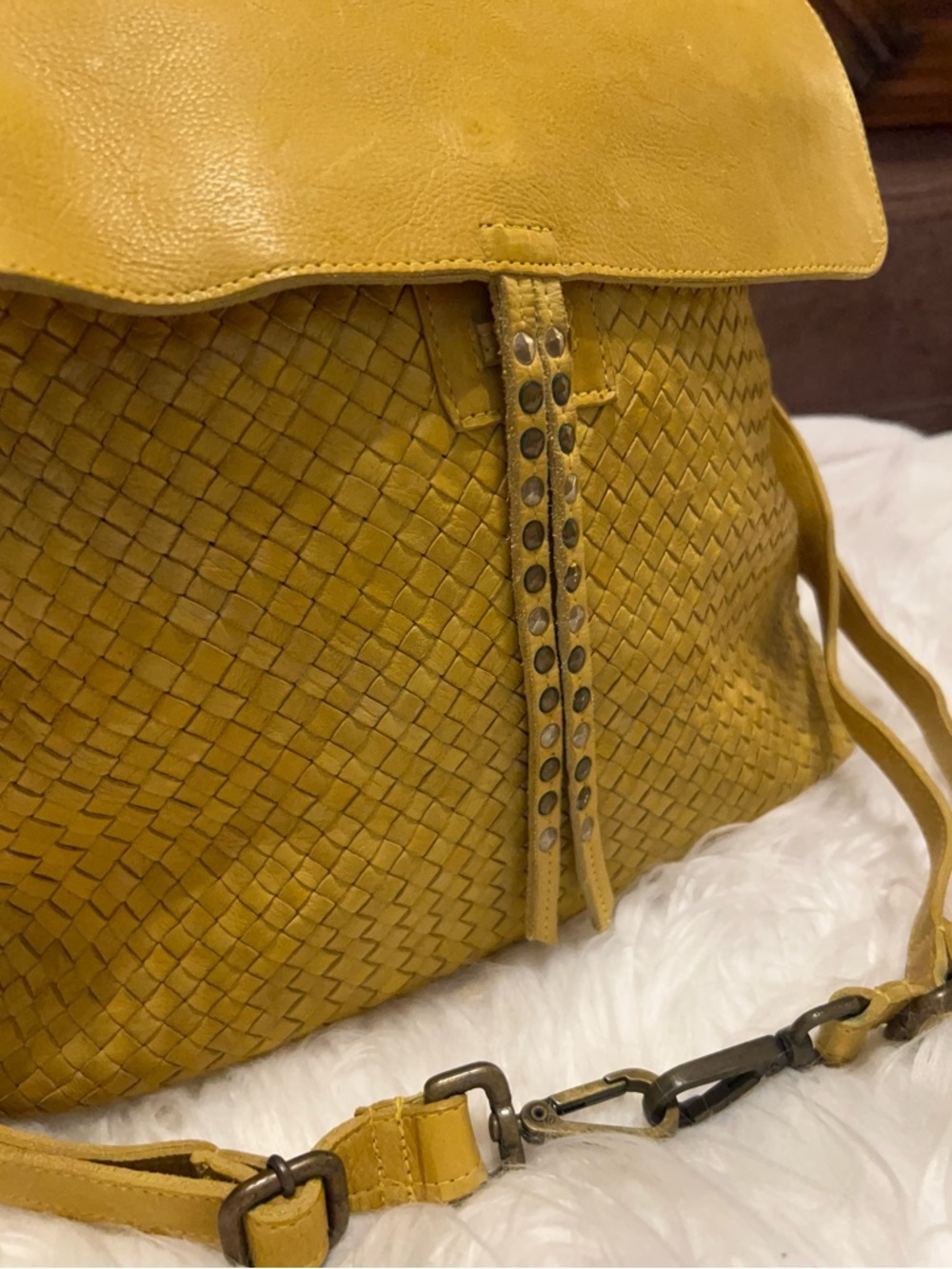 Viola castellani Woven must leather sconvertible backpack or crossbody  bag - Picture 7 of 13